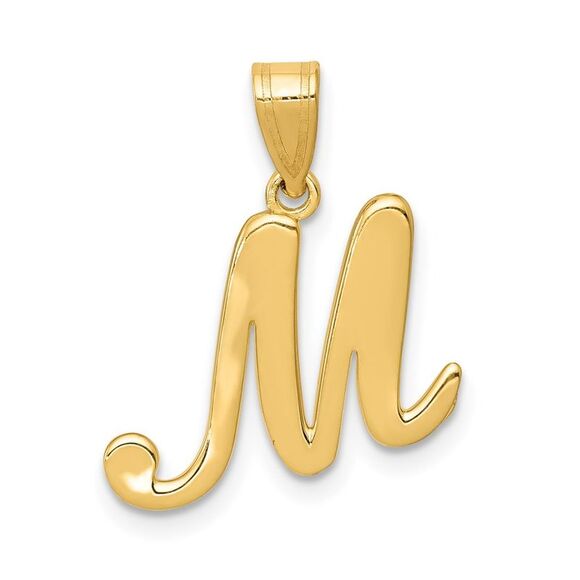 14k Yellow Gold, Mimi Collection, Small Script Initial M Pendant - Picture 1 of 5